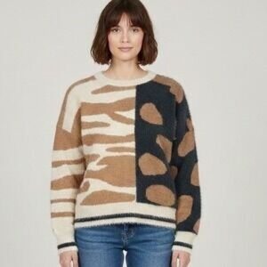 Gilli mixed patterned fuzzy sweater